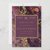 Luxe Pruim Paarse Marmer Save The Date (Voorkant)