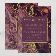 Luxe Pruim Paarse Marmer Save The Date