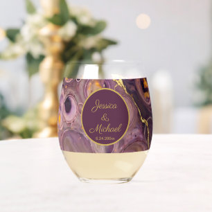 Luxe pruim paarse marmer wijnglas zonder voet