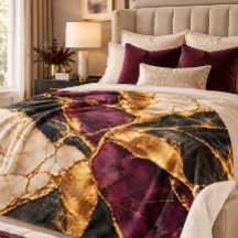 Luxe Pruim Zwart Goud Kintsugi Marmer Huisaccent