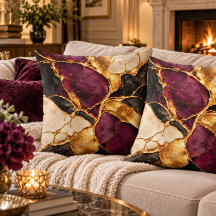 Luxe pruim zwart goud Kintsugi marmeren kunst
