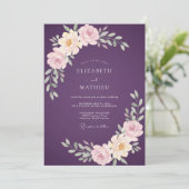 Luxe Pruimwaterverf Ranunculus Bruiloft Kaart (Staand voorkant)