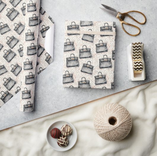 Luxe Python Handtassenpatroon op Blush Spikkel Bac Cadeaupapier (Crafts)