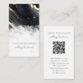 *~* Luxe QR Agaat Zwart Goud Wit Glam AP66 Visitekaartje (Voorkant / Achterkant)
