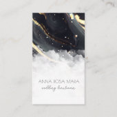 *~* Luxe QR Agaat Zwart Goud Wit Glam AP66 Visitekaartje (Voorkant)