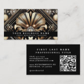 Luxe QR-code Art Deco Visitekaartjes (Voorkant / Achterkant)