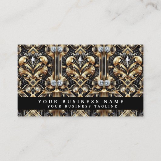 Luxe QR-code Art Deco Visitekaartjes (Voorkant)