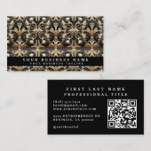 Luxe QR-code Art Deco Visitekaartjes (Voorkant / Achterkant)