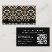 Luxe QR-code Art Deco Visitekaartjes (Voorkant / Achterkant)