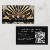 Luxe QR-code Art Deco Zakelijke Visitekaartjes (Voorkant / Achterkant)