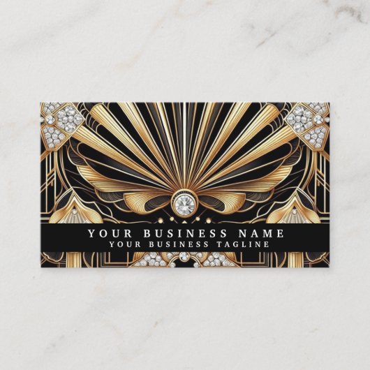 Luxe QR-code Art Deco Zakelijke Visitekaartjes (Voorkant)