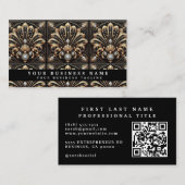 Luxe QR-code Art Deco Zakelijke Visitekaartjes (Voorkant / Achterkant)