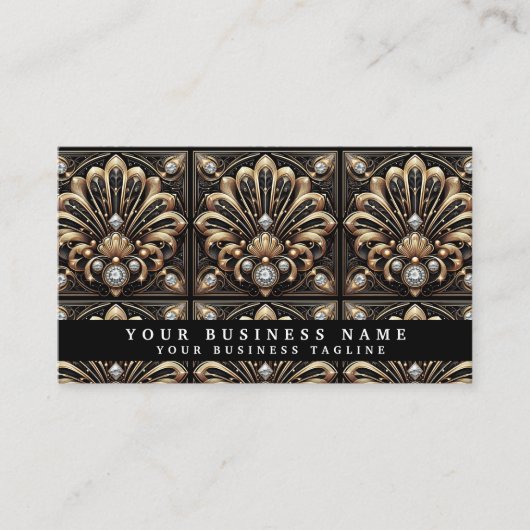 Luxe QR-code Art Deco Zakelijke Visitekaartjes (Voorkant)