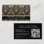 Luxe QR-code Art Deco Zakelijke Visitekaartjes (Voorkant / Achterkant)