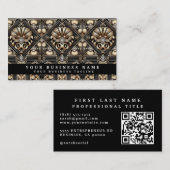 Luxe QR-code Art Deco Zakelijke Visitekaartjes (Voorkant / Achterkant)