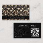 Luxe QR-code Art Deco Zakelijke Visitekaartjes (Voorkant / Achterkant)