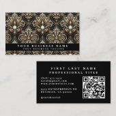 Luxe QR-code Art Deco Zakelijke Visitekaartjes (Voorkant / Achterkant)