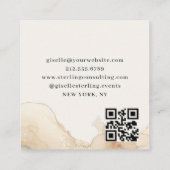 Luxe QR Code Beige Waterverf Goudfolie Vierkante Visitekaartje (Achterkant)
