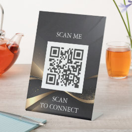 Luxe QR-code bord | Scan Me tafelbord | Minimaal Reclamebord Met Voetstuk
