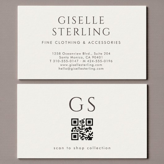Luxe QR Code Boutique Mode Ivoor Visitekaartje