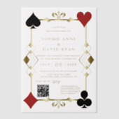 Luxe QR-code Roaring Twenties Art Deco Bruiloft Vellum Uitnodigingen (Voorkant)