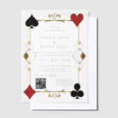 Luxe QR-code Roaring Twenties Art Deco Bruiloft Vellum Uitnodigingen (Offset)