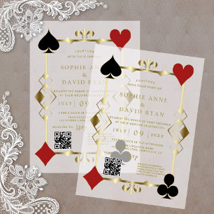 Luxe QR-code Roaring Twenties Art Deco Bruiloft Vellum Uitnodigingen