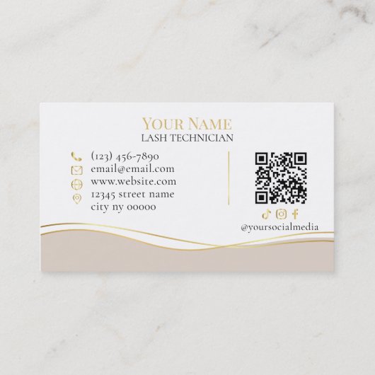 Luxe QR-code wimpertechnicus Visitekaartje (Achterkant)