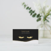 Luxe QR-code Zwart en Goud Wimpertechnicus Visitekaartje (Staand voorkant)
