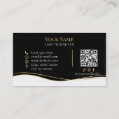 Luxe QR-code Zwart en Goud Wimpertechnicus Visitekaartje (Achterkant)