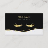 Luxe QR-code Zwart en Goud Wimpertechnicus Visitekaartje (Voorkant)