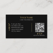 Luxe QR-code Zwart en Goud Wimpertechnicus Zakelij Visitekaartje (Achterkant)