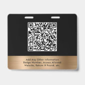 Luxe QR-code zwart gouden toegangskaart evenement Badge (Achterkant)