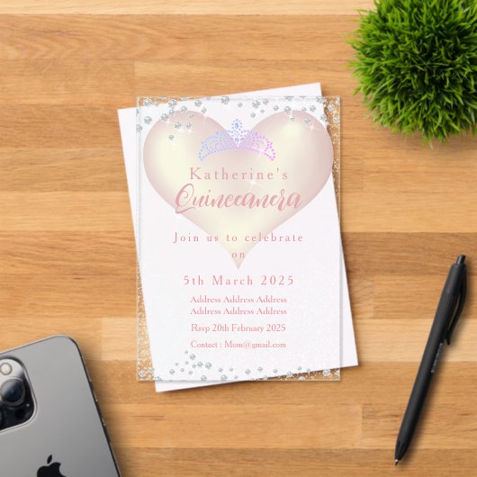 Luxe Quinceanera Acryl Uitnodiging (Insitu (Uitnodiging))