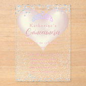 Luxe Quinceanera Acryl Uitnodiging (Voorkant)