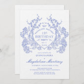 LUXE QUINCEANERA Blauw Bloemkam Kaart (Voorkant / Achterkant)