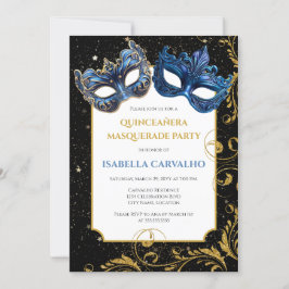 Luxe Quinceañera Masquerade Party Kaart