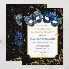 Luxe Quinceañera Masquerade Party Kaart