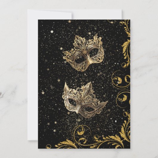 Luxe Quinceañera Masquerade Party Kaart (Achterkant)