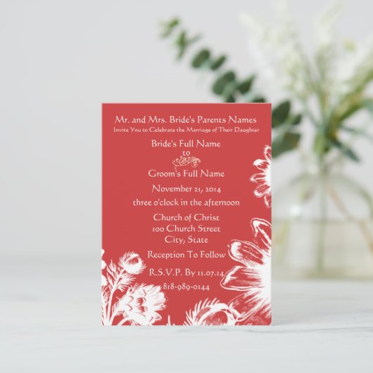 Luxe Radiance Koraal Roze Bloemen Budget Vriendeli Uitnodiging Briefkaart (Staand voorkant)