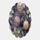 Luxe Radiance Paarse en Gouden Kerstmispracht Ornament Kaart (Rechts)