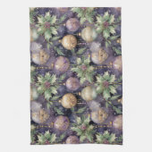 Luxe Radiance Paarse en Gouden Kerstmispracht Theedoek (Verticaal)