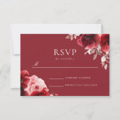 Luxe Radiance Ruby Red Roses Bloom Wedding RSVP Kaartje (Voorkant)