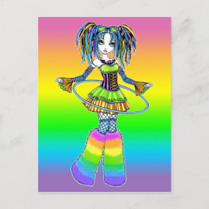 "Luxe" Rainbow Cyber Goth Hula Hoop Fae Postcard Briefkaart