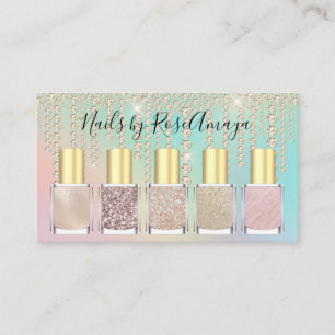 Luxe Rainbow Diamond Drip Nagellak Visitekaartje