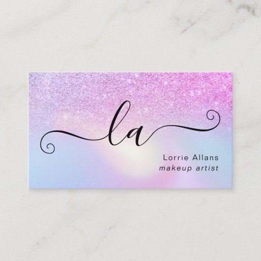 Luxe Rainbow Glitter Ombre Holografische Make-up Visitekaartje (Voorkant)
