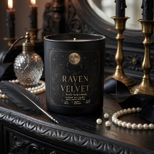 Luxe Raven & Velvet Halloween Kaars Vierkante Sticker