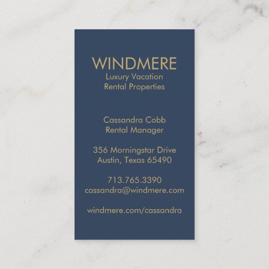 Luxe Real Estate Agent Realtor Property Manager Visitekaartje (Achterkant)