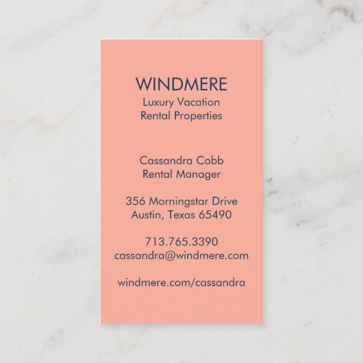 Luxe Real Estate Agent Realtor Property Manager Visitekaartje (Achterkant)