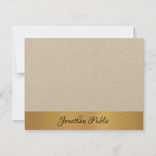 Luxe Real Kraft Paper Elegant Hand Script Gold Notitiekaartje